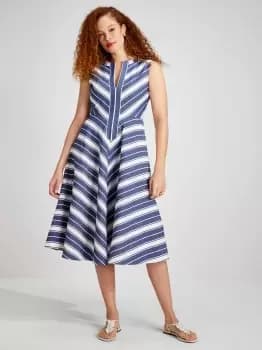 Stripe Double Cloth Midi Dress - Sailboat Blue - 14