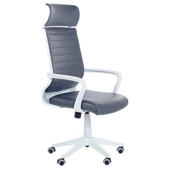Beliani Office Chair Leader Faux Leather Grey