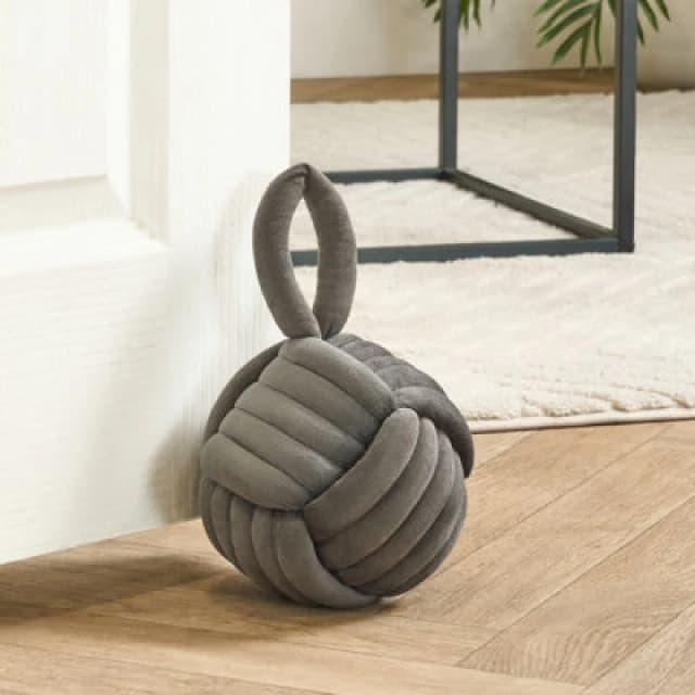 OHS OHS Matte Velvet Rope Weighted Decorative Door Stop with Handle in Grey Grey One Size Unisex 5027434224968