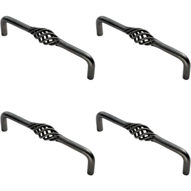 Loops 4x Steel Cage D Type Cabinet Pull Handle 128mm Fixing Centres Antique Steel Metallics unisex
