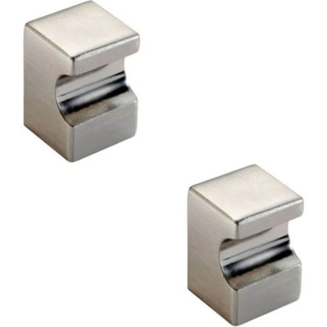 Loops 2x Square Cupboard Door Knob 18 x 18mm 25mm Projection Satin Nickel Metallics unisex