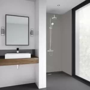 Mermaid Composite Metro Tile Vertical Shower Wall Panel Mocha 2440mm x 1220mm in Tile Effect