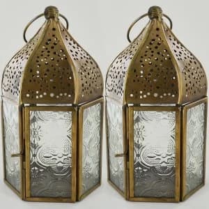 Brass Antique Moroccan Lanterns (Set of 2)