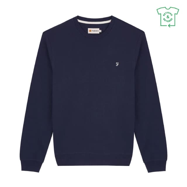Farah Fulwood Organic Crew Neck Sweatshirt - Blue Blue S