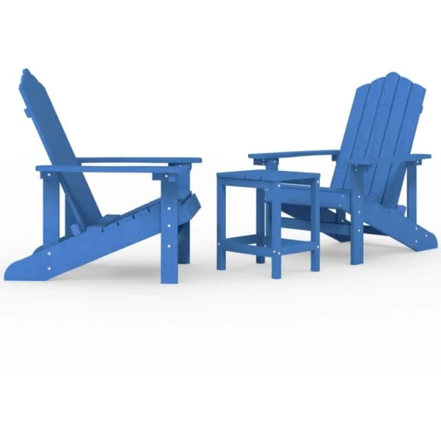 VIDAXL Garden Adirondack Chairs with Table hdpe Aqua Blue Vidaxl 8720286847268