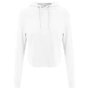 AWDis Womens/Ladies Just Cool Cross Back Cropped Hoodie (M) (Arctic White)