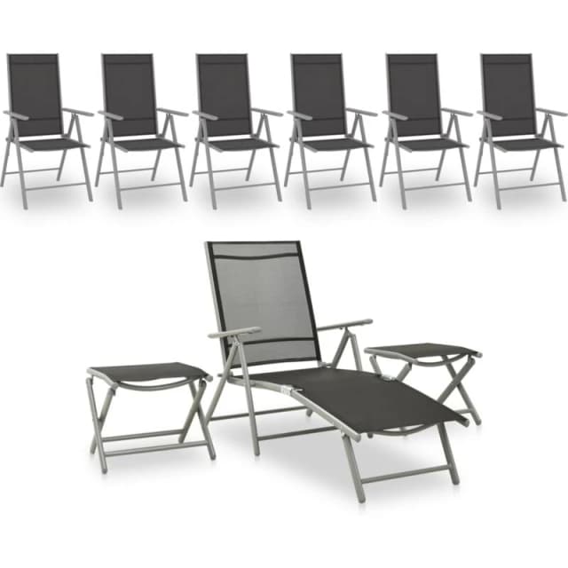VIDAXL 9 Piece Garden Lounge Set Black and Silver Vidaxl 8720286406991