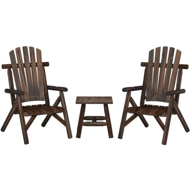 vidaXL 3 Piece Garden Lounge Set Solid Wood Spruce, Brown 3185512