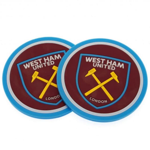 West Ham United FC West Ham United FC Coaster Set Pack of 2 in Red Red One Size Unisex 5059000771644