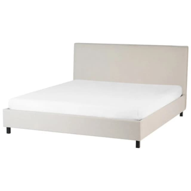 Beliani Bed Fabric Sennez 180 X 200 Cm (Eu Super King) Beige