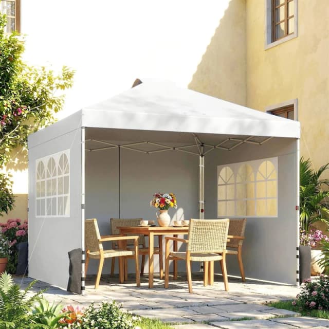 OUTSUNNY Pop Up Canopy Waterproof Height Adjustable 3 x 3 (m) in White Size: 3m x 3m White Unisex 3m x 3m