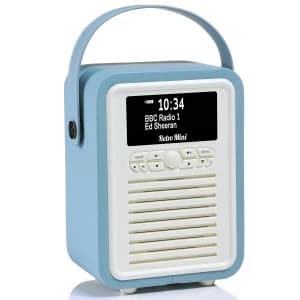 View Quest VQ Retro Mini DAB+ Digital & FM Radio with Bluetooth and Dual Alarm Clock - Blue