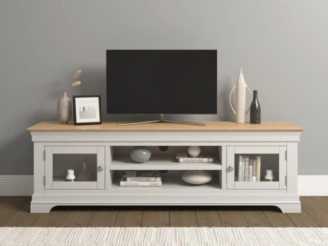 Seconique Bordeaux Ivory and Oak 2 Door Wide TV Cabinet Assembled
