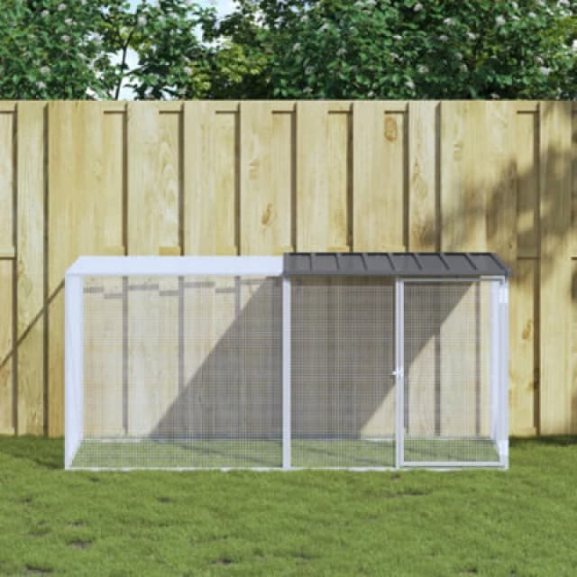 VIDAXL Chicken Cage with Roof Anthracite 203x98x90cm Galvanised Steel Vidaxl 8720845916541