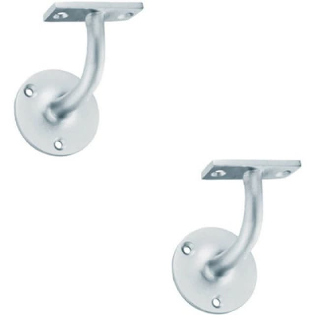 Loops 2x Heavyweight Handrail Bannister Bracket 80mm Projection Satin Chrome Multi unisex