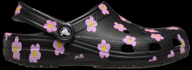 Crocs Kids Classic Flower Clogs Black J4