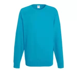 Fruit Of The Loom Mens Lightweight Raglan Sweatshirt (240 GSM) (2XL) (Azure Blue)