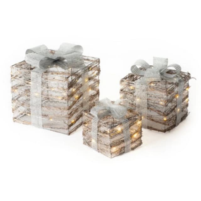 Christmas Village LED Festive Christmas Gift Box Set Silver