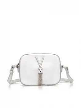 Valentino By Mario Valentino Divina Tassel Trim Cross Body Bag - Silver, Women
