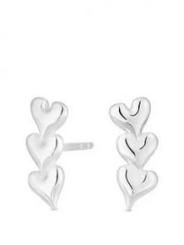 Simply Silver Sterling Silver Triple Heart Ear Climber Earrings
