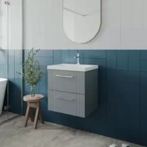 Deco Wall Hung 2-Drawer Vanity Unit with Basin-1 500mm Wide - Satin Grey - Nuie