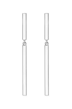 Sterling Silver 925 Sleek Bar Polished Drop Earrings