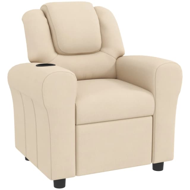 HOMCOM Kids Recliner Chair with Adjustable Backrest and Footrest, Beige, Cream 310-084V70BG