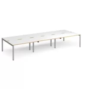 Dams Adapt triple back to back desks 4200mm x 1600mm - silver frame, white top w