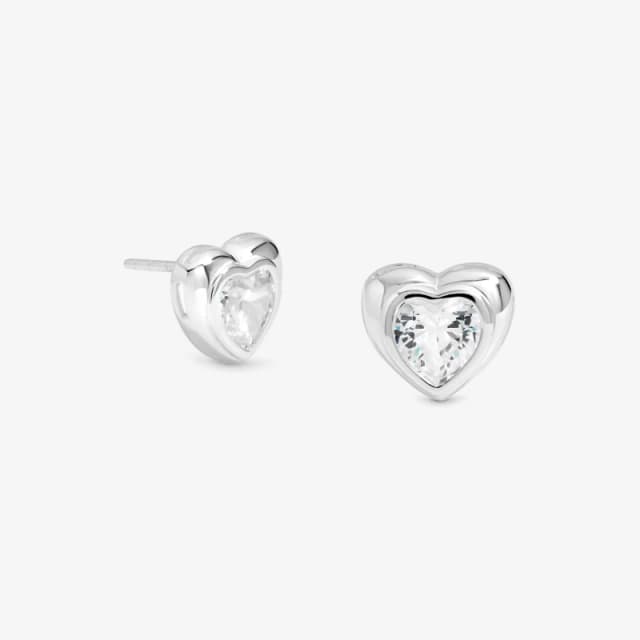 Simply Silver Sterling Silver 925 CZ Centre Heart Stud Earrings Silver female One Size