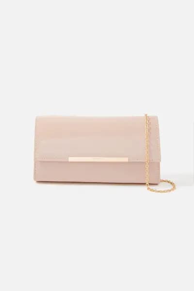 Accessorize Patent Clutch Bag Nude