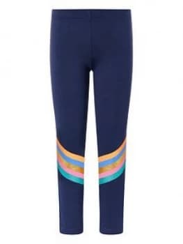 Accessorize Girls Glitter Stripe Legging - Navy