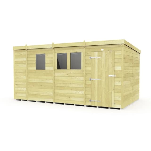 Buttercup Farm 13 x 8 Feet Pent Shed - Single Door W/ Windows - L231 x W387 x H201cm in Brown Brown Unisex