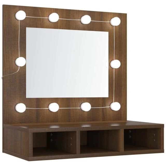 vidaXL Mirror Cabinet with LED Brown Oak 60x31.5x62 cm, Brown 820456