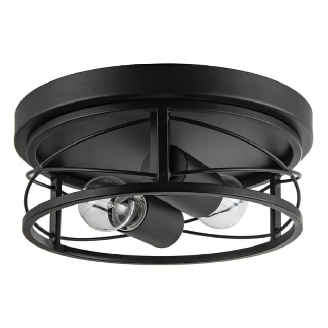 Happy Homewares Industrial Vintage Black Round Flush Ceiling Light with Wire Design Black Unisex