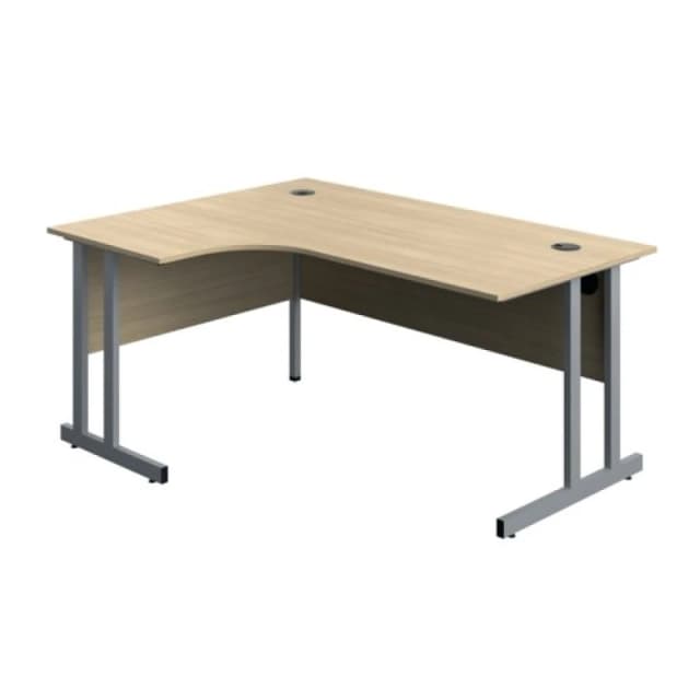 Serrion Twin Upright Left Hand Corner Desk 1600x1200x730mm Oak/Silver KF800256