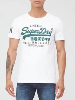 Superdry Vintage Label Core T-Shirt - White, Size XS, Men