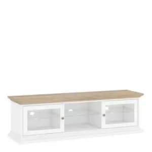 Paris TV Unit Wide 2 Doors 1 Shelf In White And Oak Effect