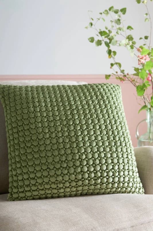 Appletree Bobble Quilted Velvet Touch 55cm x 55cm Filled Cushion Olive