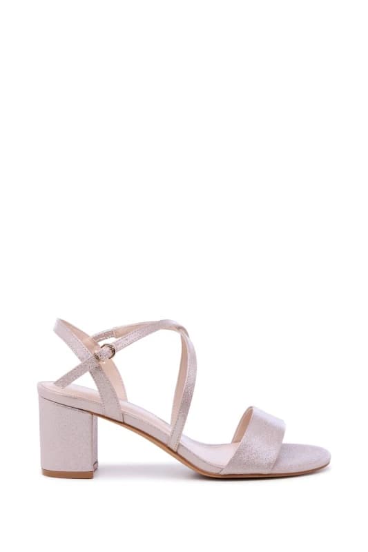 Paradox London Womens Honeysilk' Wide Fit Block Heel Sandals in Pale Pink Size: 4E Pale Pink Female 4E
