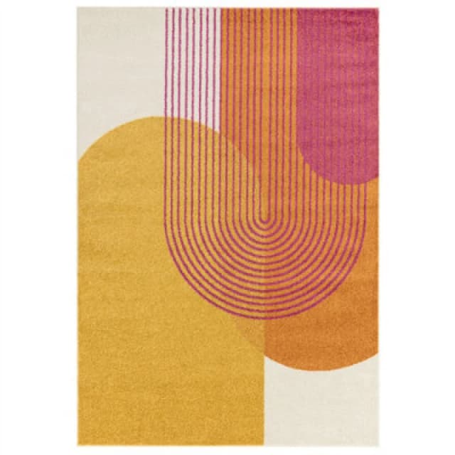 Orange Funky Modern Easy To Clean Abstract Rug For Dining Room -160Cm X 230Cm