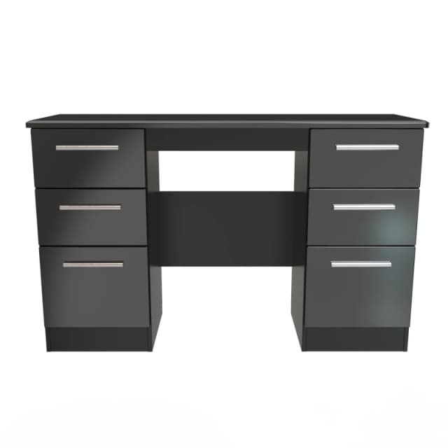 Harrow Double Pedestal Desk In Black Gloss (Ready Assembled)