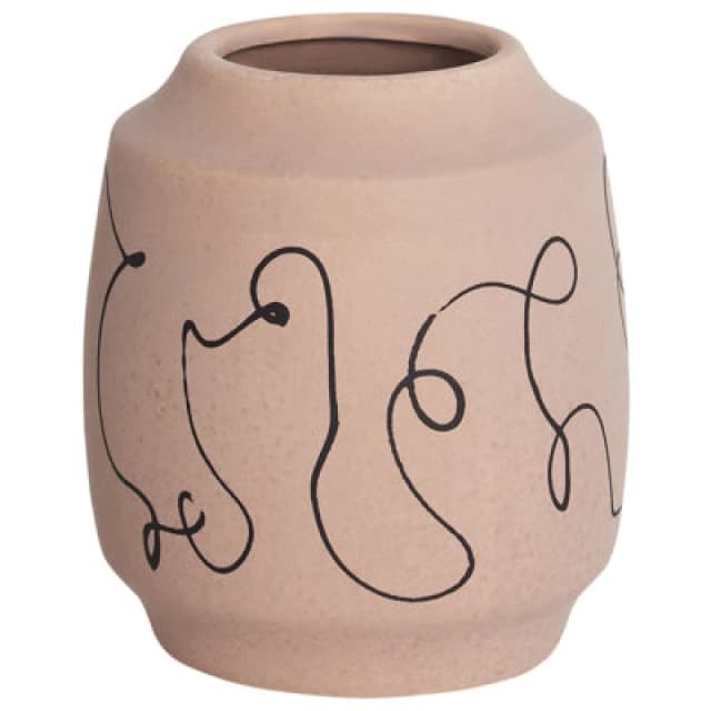 Beliani Flower Vase Skate Stoneware 20 Cm Sand Beige