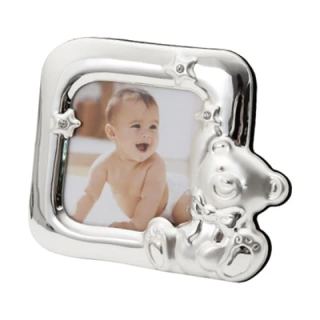 Happy Homewares Square Shaped Teddy Bear Baby Photo Frame With Small Diamante Stars