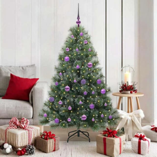 vidaXL Artificial Christmas Tree with 150 LEDs, Lilac Balls Green 150cm PE and PVC, Green 3397841