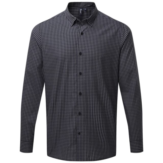 Premier Premier Men Maxton Checked Long-Sleeved Shirt in Dark Grey Size: Small Dark Grey S Male 5063470159055