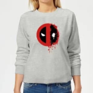Marvel Deadpool Split Splat Logo Womens Sweatshirt - Grey - L