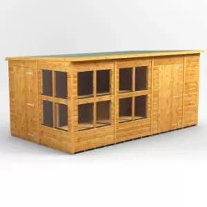 14X8 Power Pent Potting Shed Combi Including 6ft Side Store