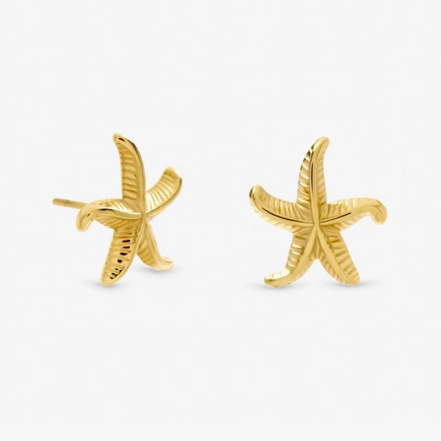 Jon Richard Gold Plated Waterproof Coastal Starfish Earrings Gold female One Size