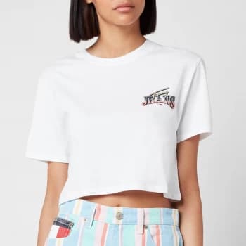 Tommy Jeans Womens TJW Super Crop Logo T-Shirt - White - M