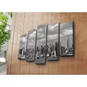 5PATK-118 Multicolor Decorative Canvas Painting (5 Pieces)